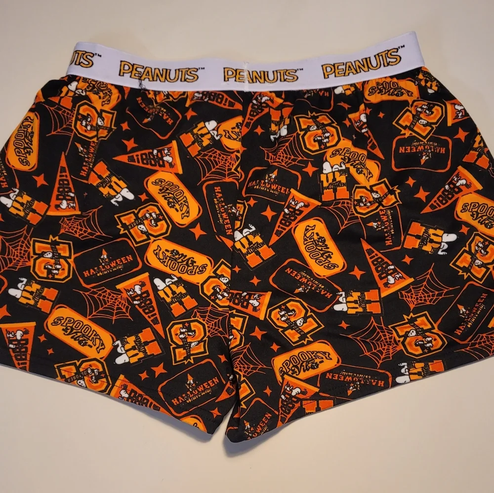 Peanuts Halloween Black Boxer Shorts‎ L Snoopy Spooky Vibes New